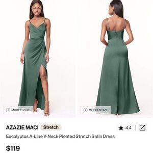 Azazie Maci Stretch Satin A2 Eucalyptus